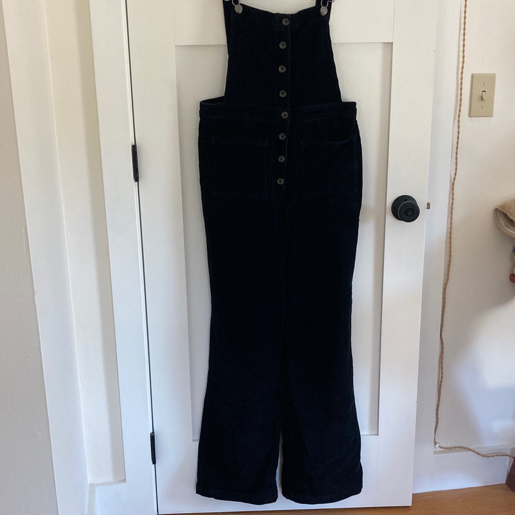Reformation Black Corduroy Overalls